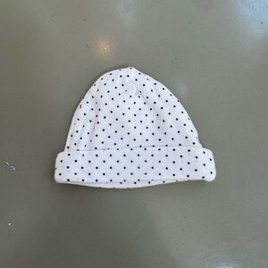 Polka Dot Infant Beanie - White and Navy